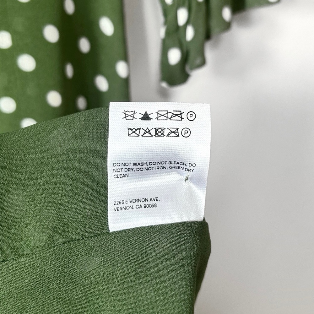 Reformation Carolena Polka Dot Midi Dress in Edamame Green - Picture 11 of 12